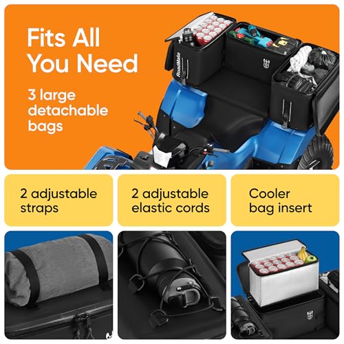 Multi-Purpose ATV Storage Bag Set | Padded, Reinforced Boxes | Fits Any ATV | Rear Seat Backrest | 3 Bags 18x9x10.2 inches Each | Essential Four Wheeler ATV Accessories, RRM-FATVB-001_N