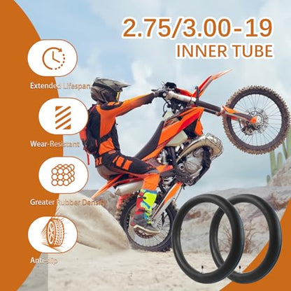 2 Pack 2.75/3.00-19 Heavy Duty Inner Tube, 70/100-19 Inner Tube Replacement - size: 2.75/3.00-19 (2 Pack)