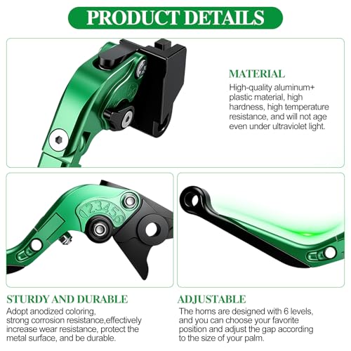 Brake Clutch Lever Set for Ninja 650 EX650, Adjustable (Green) - color: Green