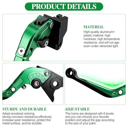 Brake Clutch Lever Set for Ninja 650 EX650, Adjustable (Green) - color: Green