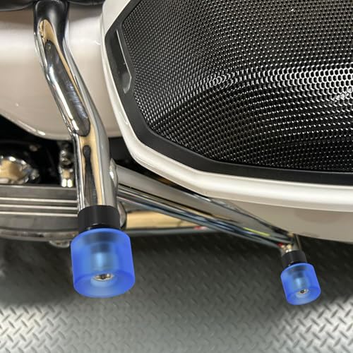 Saddle Bag Guards Crash Bars Chrome Fit for Harley Touring Street Glide FLHX Road Glide FLTRX Road King FLHR Electra Glide Ultra 09-2025 (Saddlebag Guards with Blue Decorative Wheel) - style: Saddlebag Guards with Blue Decorative Wheel