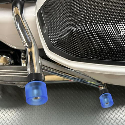 Saddle Bag Guards Crash Bars Chrome Fit for Harley Touring Street Glide FLHX Road Glide FLTRX Road King FLHR Electra Glide Ultra 09-2025 (Saddlebag Guards with Blue Decorative Wheel) - style: Saddlebag Guards with Blue Decorative Wheel