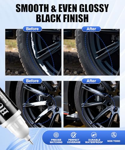 Amiss Full Matte Black Rim Repair Kit, Wheel Paint and Rim Paint Touch Up Pen for Curb Rash, Universal Alloy Wheel Scratch Repair for Scratches and Scuffs, Car Accessories (Full Matte Black) - color: Full Matte Black