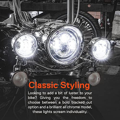 TRUE MODS 7 Inch LED Headlight Kit 4.5 Inch Passing Lights Harley Davidson - color: Chrome, size: Headlight + Bracket + Passing Lights