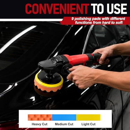 AOBEN Car Buffer Polisher,Rotary polisher,1600W Car Polisher Waxer with 6 Variable Speed,4 Polishing Pads,Detachable Handle for Car Polishing and Waxing - size: AT3501-D1
