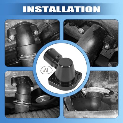 Billet Swivel Thermostat Housings Water Neck 90 1.5" Black Compatible with GM LS LS1 LS2 LS3 LS7 LS9 LSA L76 L92Engine