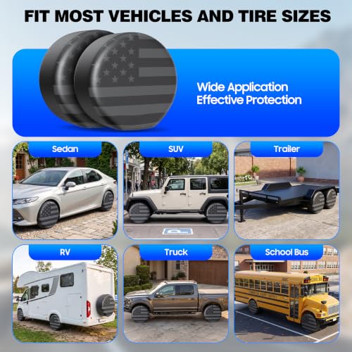 Moonet PVC Leather Tire Cover,Gray Flag 2-Pack, Universal Fit 19-22" - color: Gray Flag 2 Pack, size: XS for Tire Diameter 19-21 inch