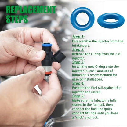 JA&MIU 50 PCS Fuel Injector O-Ring Set Light Blue Viton (7.52mm X 3.53 mm) - size: Light Bule - 50