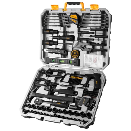 DEKOPRO 218-Piece General Household Hand Tool kit, Professional Auto Repair Tool Set for Homeowner, General Household Hand Tool Set with Plier, Screwdriver Set, Socket Set, with Portable Storage Case