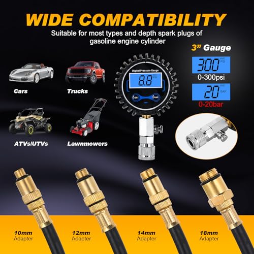 Nilight Compression Tester Kit, Digital Engine Compression Gauge - color: Digital