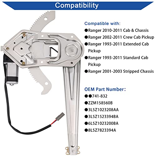 Obaee Window Regulator with Motor Front Right Passenger Side, OE 741-832 - size: Front Right Passenger Side
