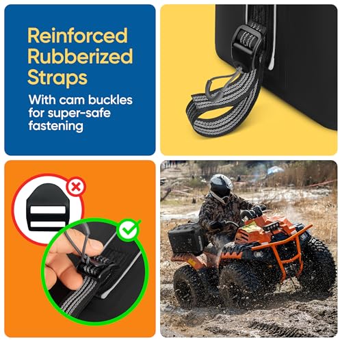 Multi-Purpose ATV Storage Bag Set | Padded, Reinforced Boxes | Fits Any ATV | Rear Seat Backrest | 3 Bags 18x9x10.2 inches Each | Essential Four Wheeler ATV Accessories, RRM-FATVB-001_N