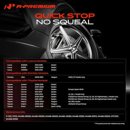 A-Premium Rear Ceramic Brake Pads Compatible with Toyota & Lexus & Pontiac - style: Rear Side - P1212