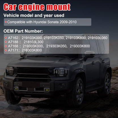 Engine Motor Mount Set Compatible with Hyundai Sonata 3.3L 2009–2010 - size: Sonata 2009–2010