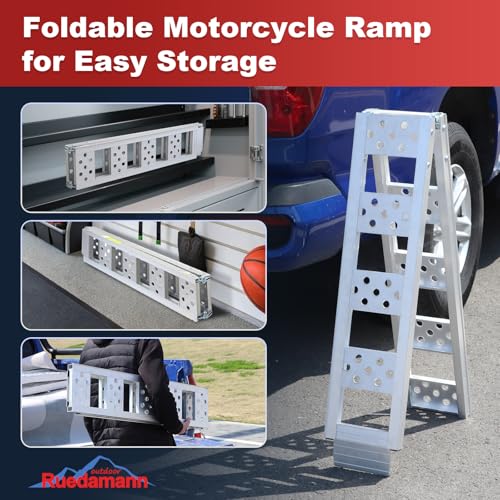 Ruedamann 1PC 6FT Folding Aluminum Motorcycle Ramp, 440 lbs Capacity - size: 1PC