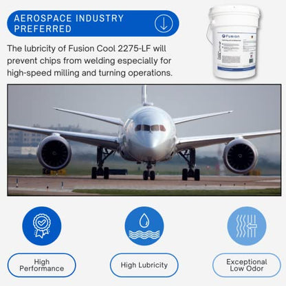 Machining Fluid with Low Foam by Fusion Chemical | Fusion Cool 2275 LF | General Purpose Coolant with Exceptional Low Odor, High-Lubricity | Semi-Synthetic | Microemulsion (5 Gallon Pail) - size: 5 Gallon