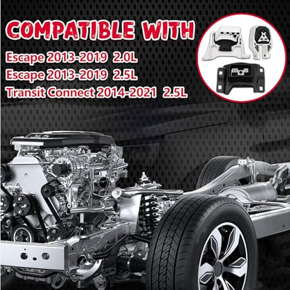 Engine Motor and Transmission Mount Compatible with 2013-2019 Escape Turbocharged 2.0L & 2013-2019 Escape 2.5L & 2014-2022 Transit Connect 2.5L 3-Piece Set A5612 A5631 A5520 - size: 2013-2019 Escape 2.5L