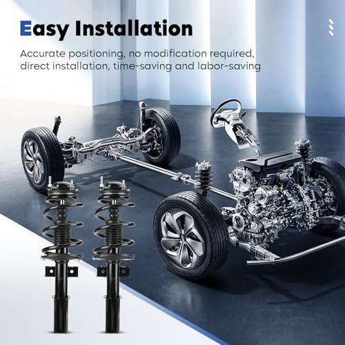 Front Struts w/Coil Spring Assembly Shock Absorber Fit for 07-12 GMC Acadia/08-12 Buick Enclave/07-10 Saturn Outlook/09-12 Chevy Traverse, All Models 3.6L V6 Gas Only, Replace for 172518