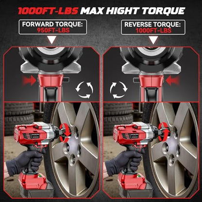 DIYtoolifz Cordless Impact Wrench 1/2” Compatible with Milwaukee 18v Battery(Bare Tool), 1000FT-LBS High Torque Impact Driver, Electric Impact Gun with LED Light, Variable Speeds, 4-Speed Control - size: 1/2 Inch - 1000 Ft-lbs, style: Compatible with Milw