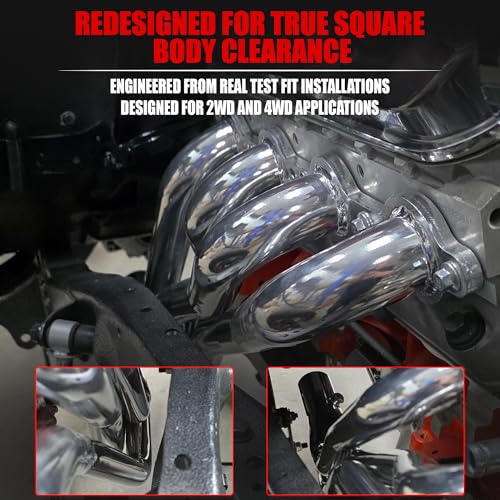 Ceramic Coated LS Swap Long Tube Headers for 1973–1987 Chevy GMC C10 K10 Square Body Trucks and 1988–1991 Blazer Jimmy Suburban 2WD 4WD with MLS Gaskets by Certified Automotive Experts - size: New Design C10 K10 Ceramic LS Swap Long Tubes