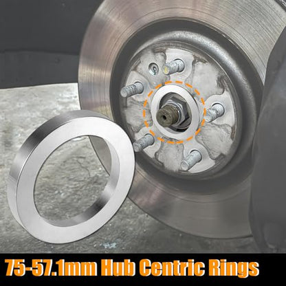 X AUTOHAUX 4pcs OD 75mm to ID 57.1mm Aluminum Alloy Car Hub Centric Rings Wheel Bore Center Spacer - size: 75mm ID to 57.1mm OD