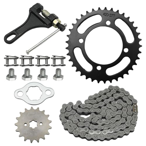 EATAKWARD 37 Tooth 420 Chain Set, Front Rear Drive Sprocket Set, for Chinese 50cc 70cc 90cc 110cc 125cc Mini Bike ATV Go Kart Taotao Coolster Pit Dirt Bike Motorcycle Parts
