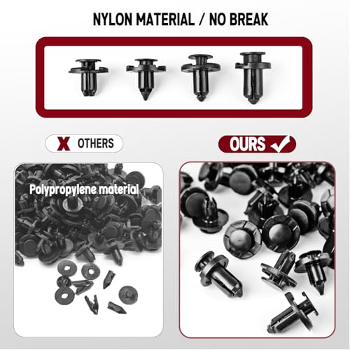 UNIGT Push Type Retainer Fender Liner Clips Compatible with Nissan/Infiniti Front Bumper Plastic Fasteners Replace 01553-05323, 01553-09321, 01553-09241, 11296-AG000 Radiator Rivets - 121pcs with Tool