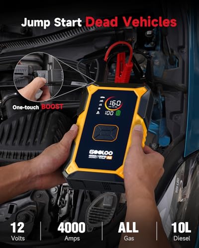 GOOLOO A5 Jump Starter with Air Compressor, 4000A Car Battery Booster - color: Yellow