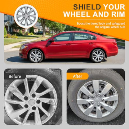 Wheel Hub Caps, Universal Fit for Steel Wheels, Set of 4, Sliver or Black (Sliver 8-Spoke, 16 Inch) - color: Sliver 8-Spoke