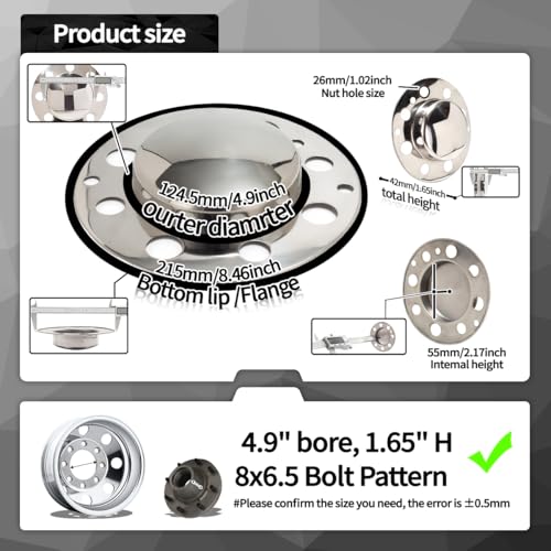 4Pcs 4.9" Trailer Wheel Center Caps for 8 Lug Eagle Alloys Dually - size: 2pcs Front, 2pcs Rear, 4.9 Broe
