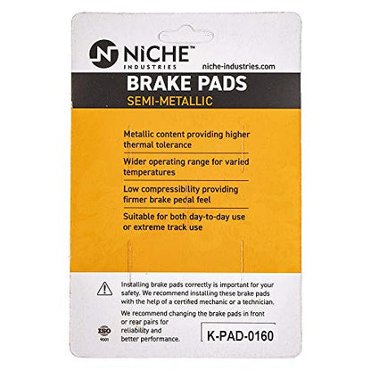 NICHE Front Rear Brake Pad for Kawasaki 43082-1029 43082-1194 Semi-Metallic - size: 1 Set (1 Wheel)