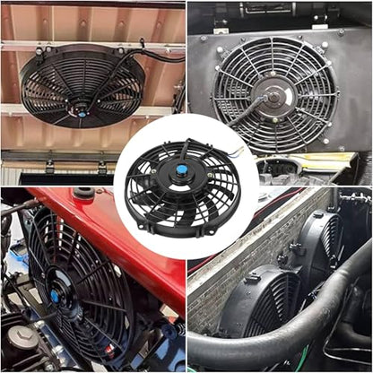 JDMSPEED New Universal Slim Fan Push/Pull Electric Radiator Cooling Engine Kit 12V 80W 9 Inch - color: Black, size: 9 Inch