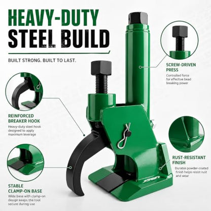 Manual Tire Bead Breaker Tool for ATV, UTV, Motorcycle & Mower Use - color: GREEN