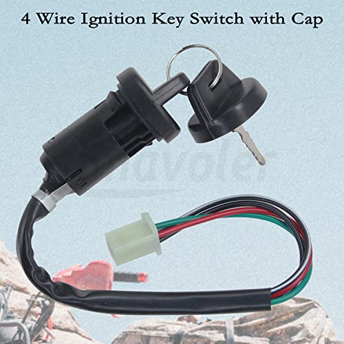 4 Wires Ignition Switch Key with Cap Fit for 50cc 70cc 90cc 110cc 125cc 150cc 200cc 250cc TaoTao SUNL ATV Dirt Bike.