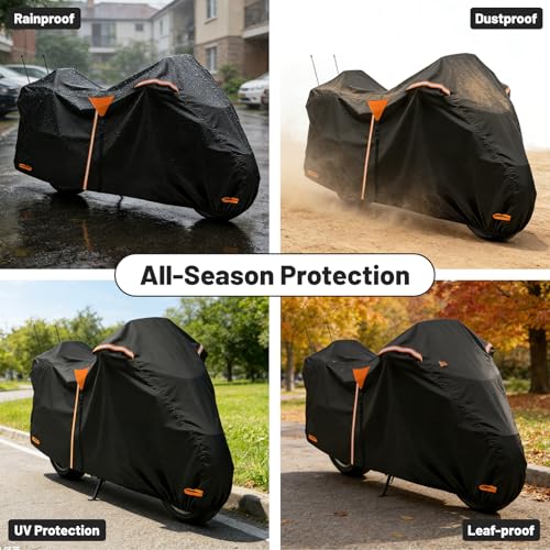 XYZCTEM Motorcycle Cover Heavy Duty Waterproof with Side & Top Box