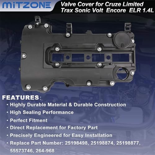 MITZONE Engine Valve Cover Kit Fit for Chevy Builk Cadillac 1.4L 55573746 - color: BLack(plastic)