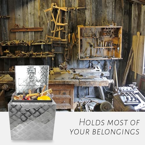 18Inch Aluminum Plate Truck Trailer Tool Box,Heavy Duty Trailer Storage Box - color: silver, size: 18" x 17" x 18"