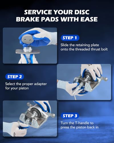 OMT 2-in-1 Brake Caliper Compression Tool and Vacuum Pump Bleeder Kit - color: Blue