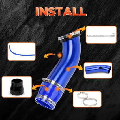 BARTOO 3 Inch Cold Air Intake Pipe Turbo Piping for Car Truck Blue - color: Z-Blue Pipe