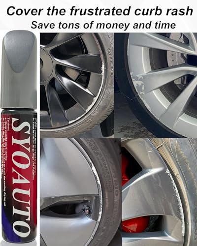 SYOAUTO Gunpowder Rim Touch Up Paint For Tesla Model Y 3 S X Uberturbine/Arachnid/Cybersteam/Turbine Wheel Touch Up Paint Rim Scratch Repair Wheel Curb Rash Paint Pen(Gunpowder)