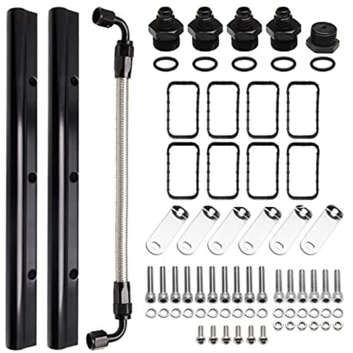 Billet Fuel Rail Kit Compatible with LS LS1 LS2 LS3 LS6 Stock Intake Manifold 6AN+Hardware