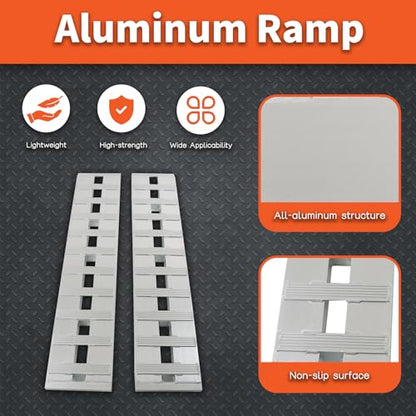 labwork 60 inch X 12 inch Aluminum Ramps Silver Trailer Ramps 6000LBS Hook Ramp Attachment End