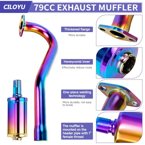Central Long Mini Bike Exhaust Header Pipe Muffler Kit for GMB100 - color: Colorful