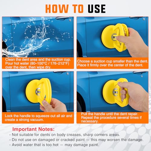 GOOACC Car Dent Puller 3 Pack Yellow Black Powerful Suction Cup Puller - color: Yellow+Black