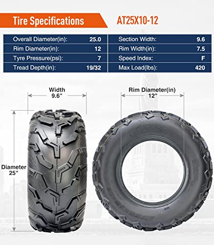 HALBERD 25x10-12 ATV/UTV Tires, 6PR New Tread, Pack of 2 - size: 25x10-12