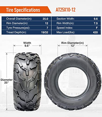 HALBERD 25x10-12 ATV/UTV Tires, 6PR New Tread, Pack of 2 - size: 25x10-12