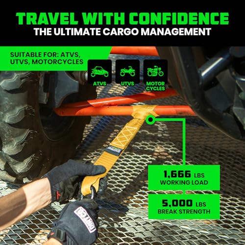 Rhino USA Soft Loop Tie Down Straps (4-Pack) - Motorcycle Handlebar Straps - color: Yellow 4-Pack