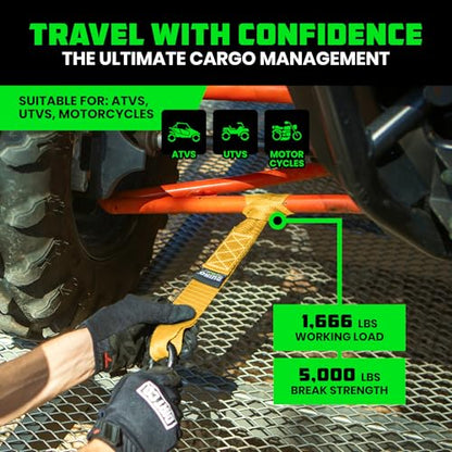Rhino USA Soft Loop Tie Down Straps (4-Pack) - Motorcycle Handlebar Straps - color: Yellow 4-Pack
