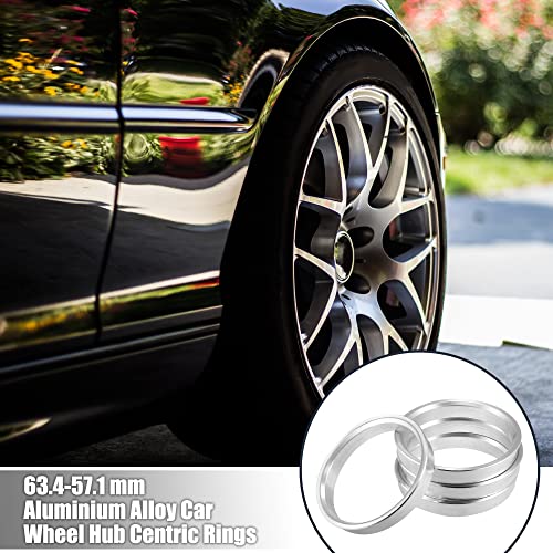 X AUTOHAUX 4pcs OD 63.4mm to ID 57.1mm Aluminum Alloy Hub Centric Rings