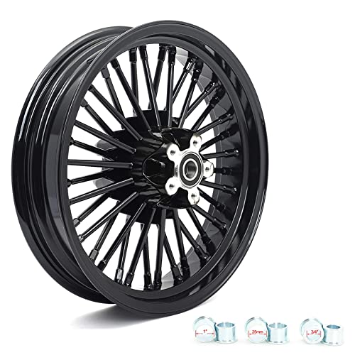 TOFR 16x3.5 Rear Fat Spoke Black Wheel For Harley Touring Baggers 1984-2008 - color: Gloss Black, size: Rear:16inchx3.5inch